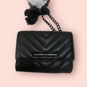 Aldo Black Mini Quilted Bag with Chain Strap